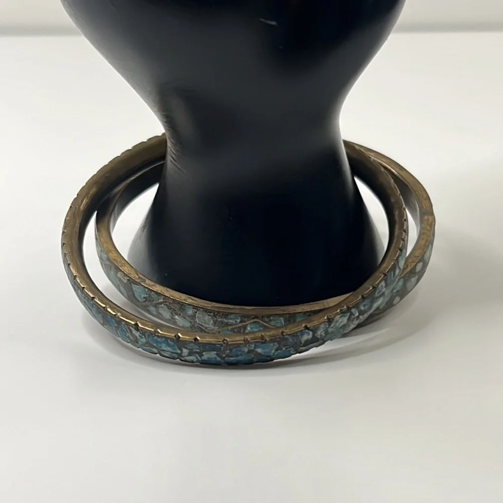 Vintage Brass Turquoise Bracelets